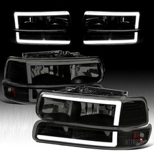 Fit 99-02 Silverado 00-06 Suburban Black Smoke Led Tube Headlightsbumper Lamps Fit 99-02 Silverado 00-06 Suburban Black Smoke Led Tube Headlightsbumper Lamps