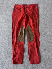 Women's Polo Ralph Lauren Red Jodhpurs Riding Trousers Suede Knee Pads Sz 4