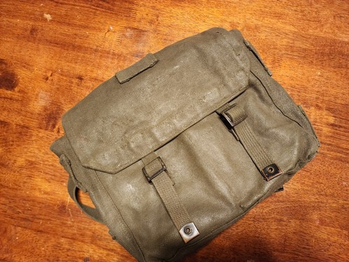 Vintage Army Military Canvas Side Bag Cargo Pack Haversack British P37 Postwar - Bild 2 von 10