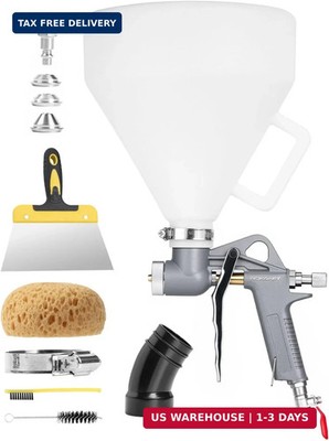 InoKraft TexCraft Drywall Texture Spray Gun with 1.32 Gallon Hopper, 3 Nozzles (