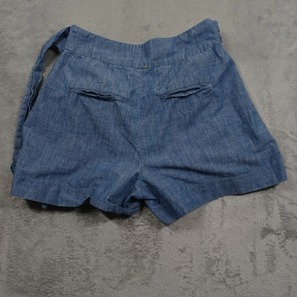 Pantalones Cortos J Crew Para Mujer 8 Azul Corbata Cremallera Pull On Algodón Preppy Foto 4 de 4