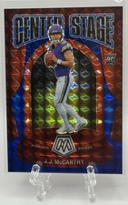 J.J. JJ McCarthy 2024 Panini Mosaic Center Stage #9 Blue Mosaic Prizm RC /99!