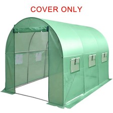 Polytunnel Cover Replacement Greenhouse PE Plant Grow Sheet Zipped Door 3X2X2M 