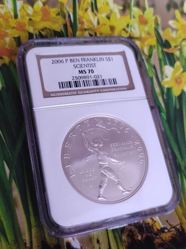 2006 P Ben Franklin Scientist MS 70 Commemorative Dollar NGC Brown Label 021
