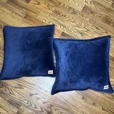 UGG Throw Pillow Deep Blue 20 X 20” Velour Velvet Logo Zippered Covers Set Of 2