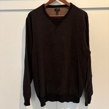 J. Crew Men's Charcoal Gray V-Neck Long Sleeve Sweater Size Large Cotton Blend