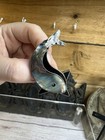 Vintage Alpaca Mexico Silver Dolphin Brooch Pin with Black Onyx & Abalone Shell