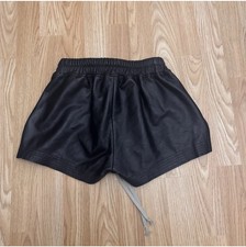 NEW ! £685 RICK OWEN Black Low Rise Fog Boxer Mini Leather Shorts Size 6UK