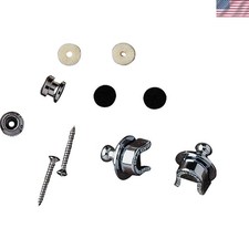 Lightweight Chrome Strap Lock Kit for Guitars Basses - Easy Installation