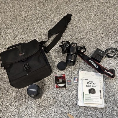 Canon EOS Rebel T3 1100D DSLR 12.2MP Digital Camera 18-55mm EFS & 55-250mm Lens