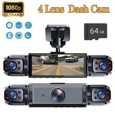 4 Channel Dash Cam 360  View, 1080P Front and Rear Inside, Left Right  64GB