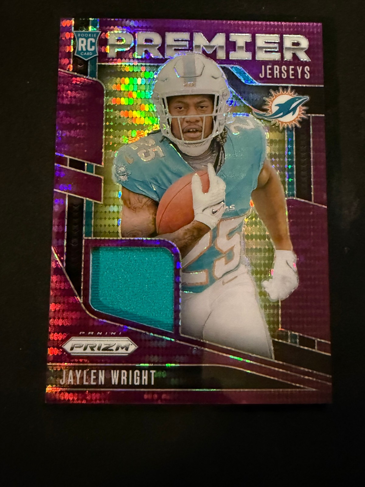 2024 Panini Prizm - Premier Jerseys Purple Pulsar #PJ-JWT Jaylen Wright Dolphins