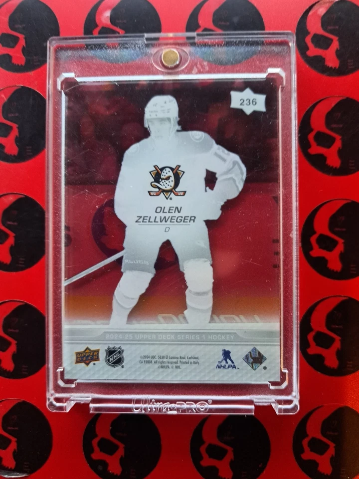 2024-25 Olen Zellweger Clear Cut Young Guns # 236 Rookie Upper Deck RC Anaheim - Image 2 of 2