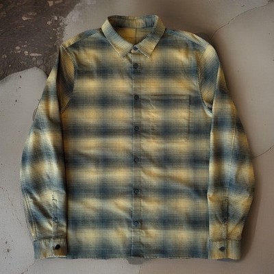 Lululemon Mason Peak Flannel L Yellow Black Casual Button Down Workwear ABC