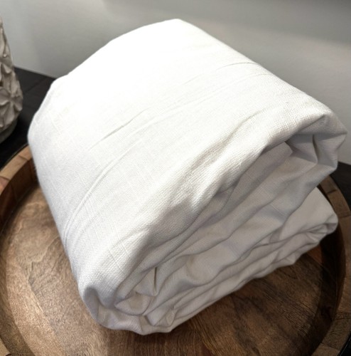 Pottery Barn Emery Linen Curtain, 100" x 84' WHITE Rod Pocket, Cotton-Lined - Picture 2 of 7