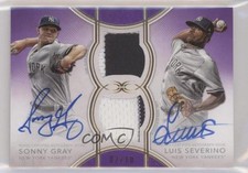 2018 Topps Definitive Collection Purple 2/10 Luis Severino Sonny Gray Auto 6fs