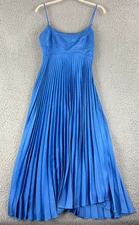House of Harlow 1960 Midi Dress Womens Medium Blue Pleated Sleeveless Cut Out