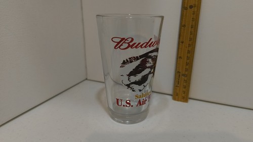 Budweiser Salutes US Air Force Pint Beer Glass with iconic Falcon vtg NICE! - Picture 3 of 7