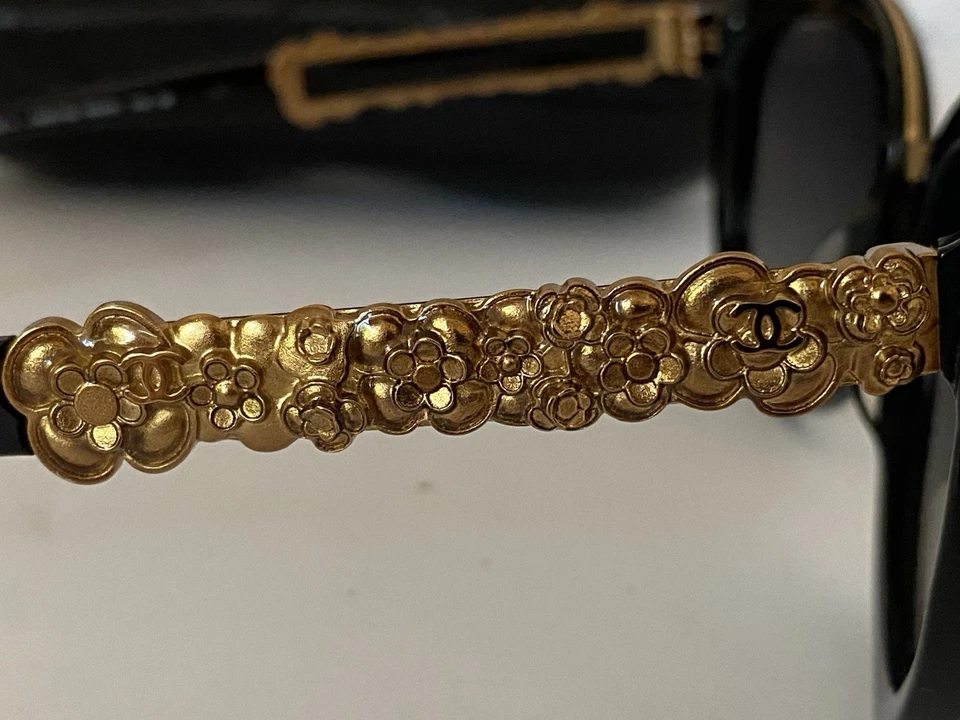 Gafas de sol Chanel CC Butterfly otoño negras y doradas EXTREMADAMENTE RARAS 100 % auténticas Foto 4 de 4