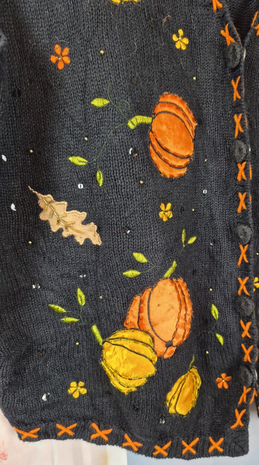 Vtg Basic Editions Pumpkin Patch Sweater Vest XL … - image 3