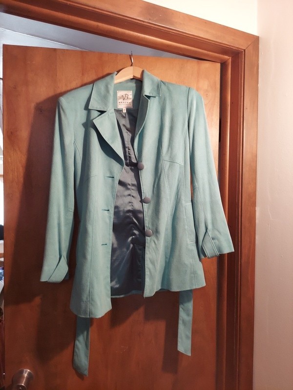 Bracha Outwear Genuine Leather Women Turquoise Lined Jacket SzS