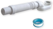 Bathtub Shower Drain Pipe, Low Profile Flat 1 1/2 P Trap Kit, Flexible White