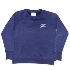 Champion Navy Big Teal Logo Crewneck Lightweight Women's Medium