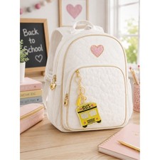 New School Bus Chunky Bling Rhinestone Bag Charm Keychain Fun Back to School