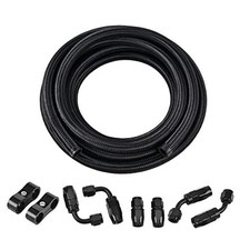  12AN Fuel Line Kit,AN12 Braided Nylon Fuel Hose CPE 10FT Black 