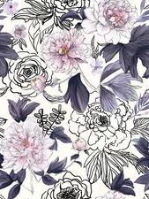 Jiffdiff Peel And Stick Wallpaper 17.3"X118" Purple Watercolor Floral Room Decor