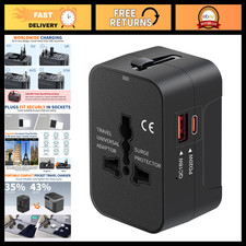 Universal Travel Adapter USB C - Worldwide All-in-One Plug Converter, Black