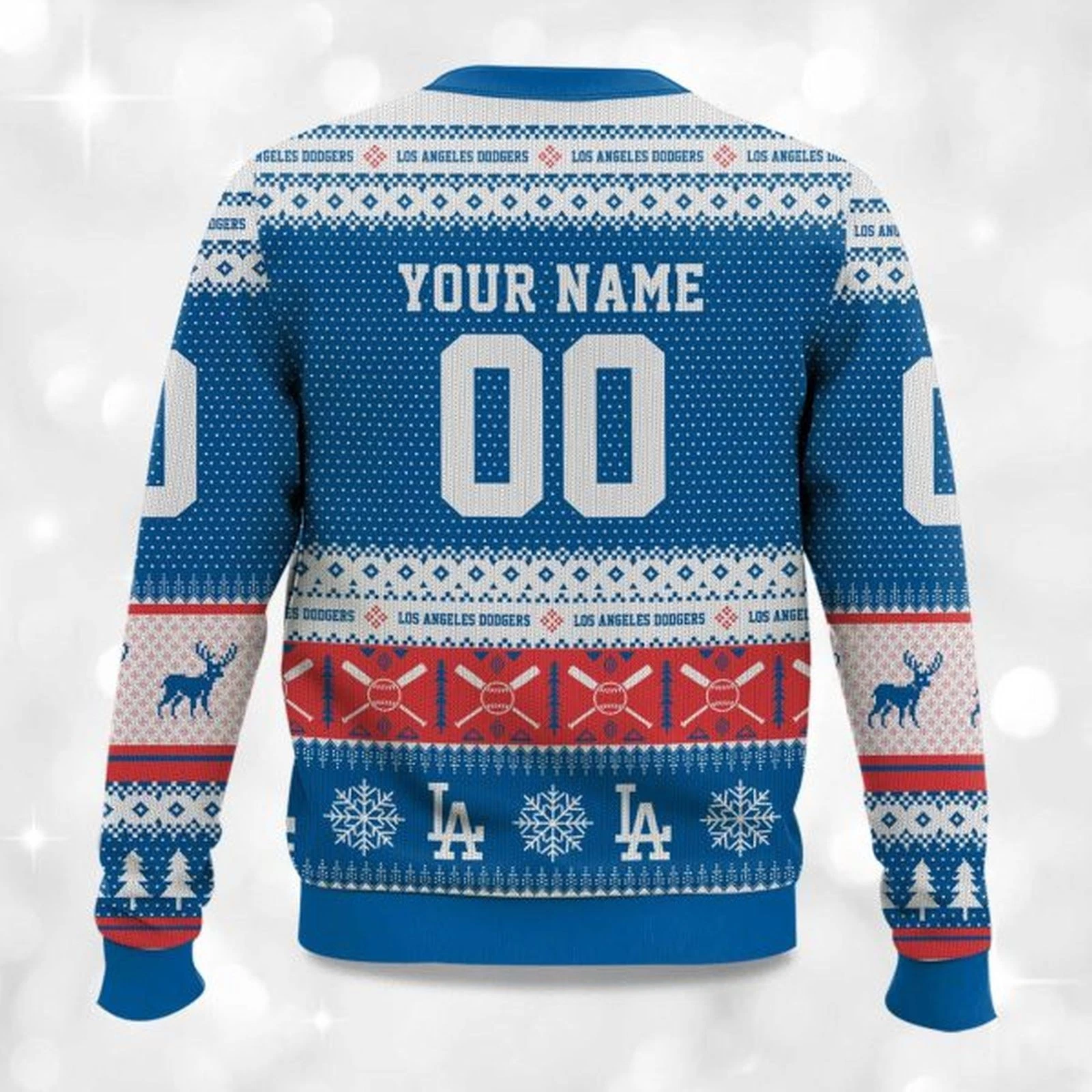 Personalized Christmas Dodgers Baseball Ugly Sweater, Christmas Gift
