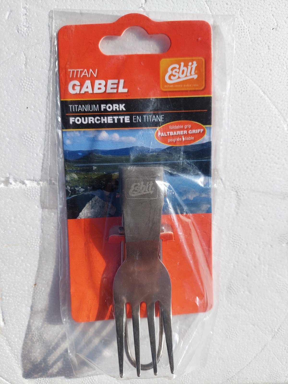 Esbit Fork Camping Cutlery Brand New Grey Polished Titanium Foldable Folding