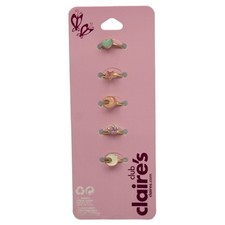 Claires Club Girls Ring Set of 5 Enamel Rings Adjustable Heart Star Moon Crown