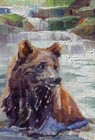 Bear  #98 Original ACEO Oil Painting "Refreshing"  ATC by Lee Ellen Smith — photo 4