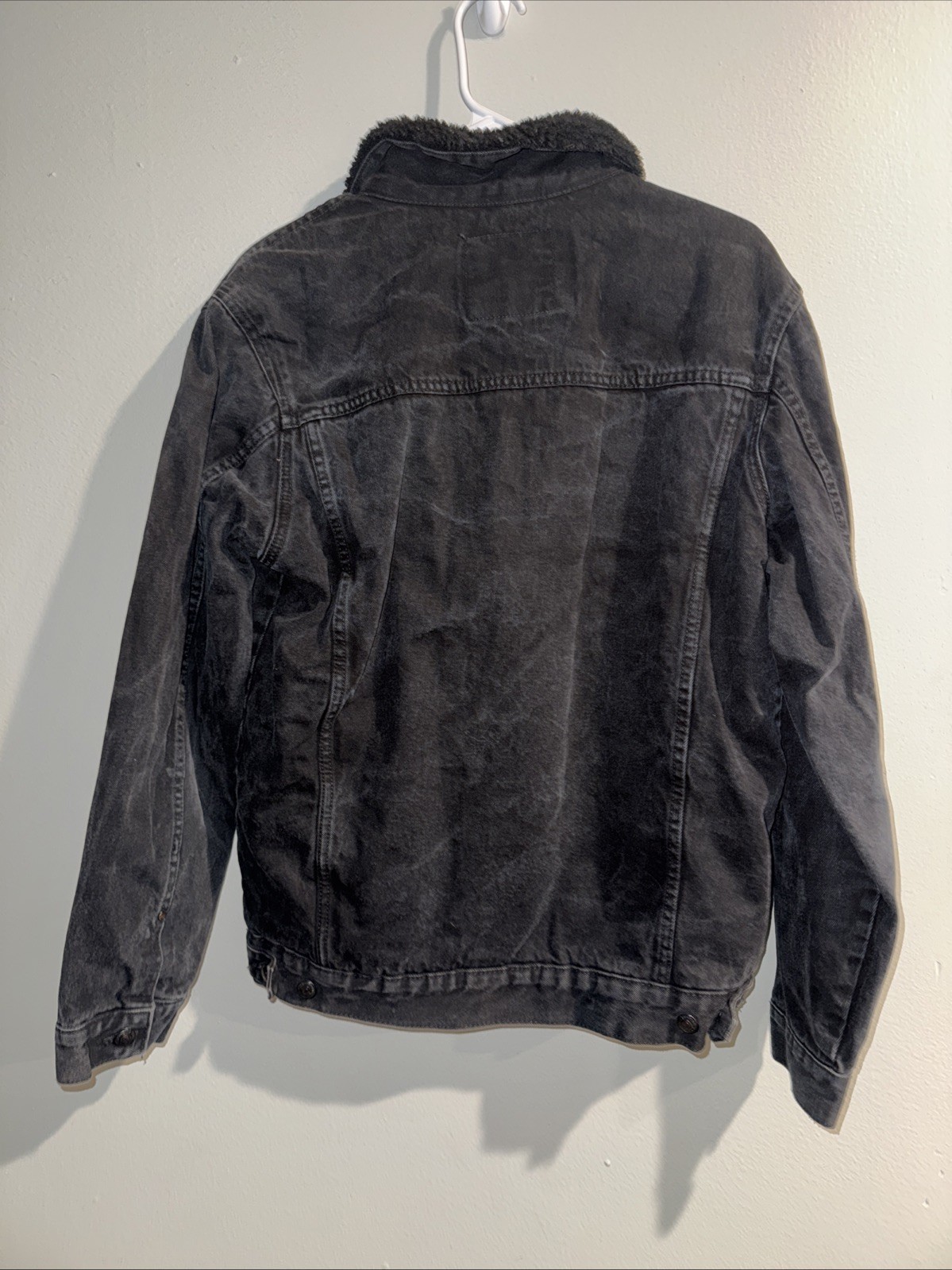 Zara Wool Lined Black Denim Button Down Jacket Sz… - image 5