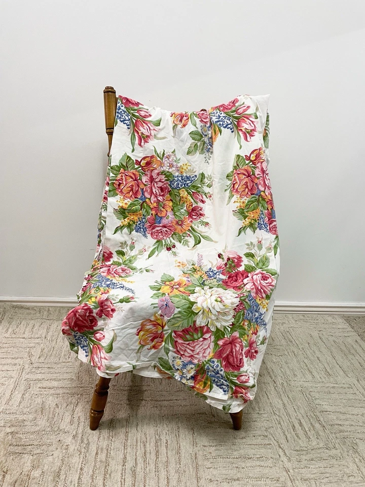 Ralph Lauren Melissa King Flat Sheet-Fabric 100% Cotton Big White Flower - Изображение 3 из 4