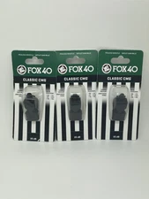 3 PACK Fox 40 Classic CMG Pealess Whistle Black Loud 115 dB Safety Sports Sealed
