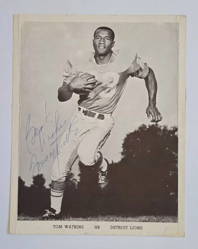 Vintage 1962 Detroit Lions TOM WATKINS Signed Original 8x10 Photo Beckett BAS VG