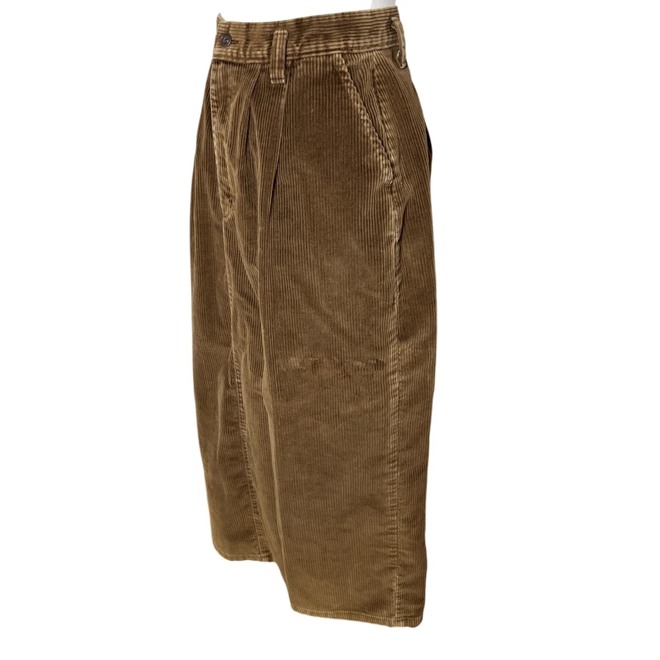 Falda Midi Vintage Lands' End Marrón Pana Hecha en EE. UU. 100% Algodón Talla 10 Foto 3 de 4