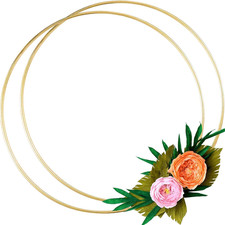 2 Pack 14 Inch Large Metal Floral Hoop Wreath Macrame Gold Hoop Rings for Making