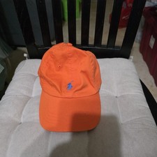 Polo Ralph LAUREN Orange Baseball Cap Used One Size .