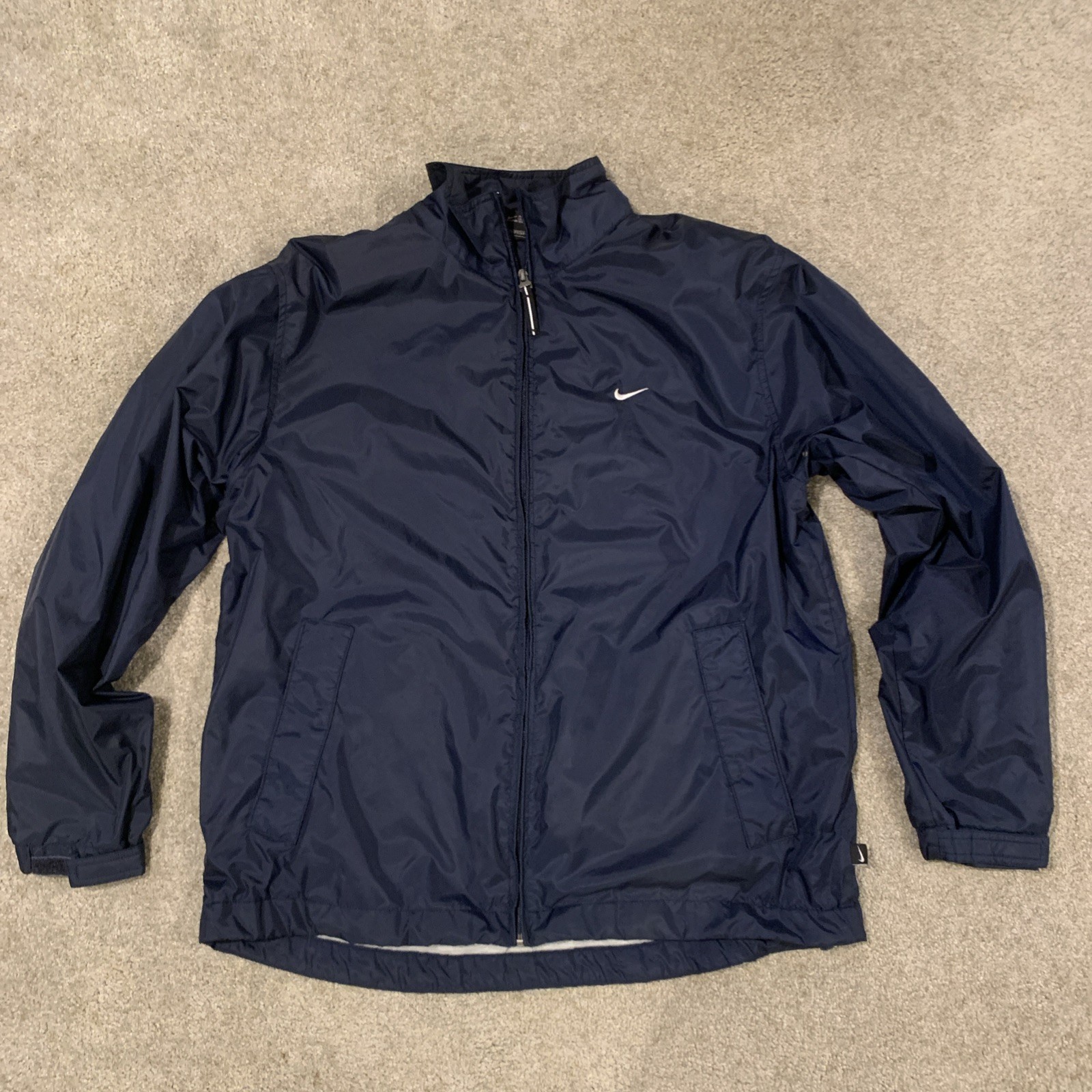 SACAI X NIKE VINTAGE Y2K 00 Nike Giacca Uomo L Nylon Navy Giacca a Vento Tessuto Foderato Full Zip