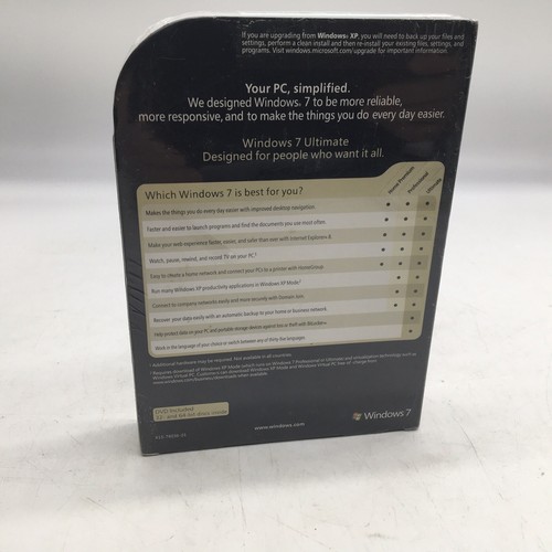Microsoft Windows 7 Ultimate 32/64 Bit DVD -Full Retail Version -New sealed Box - Afbeelding 3 van 6
