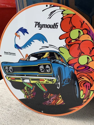 Vintage Style Plymouth Road Runner Beep Metal Heavy Quality Sign