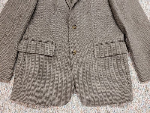 J Crew Jacket Mens Medium Brown Wool Harringbone Tweed Blazer Sports Coat Preppy - Picture 3 of 16