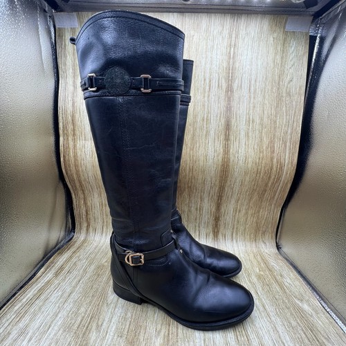 Tory Burch Calista Riding Boots Women's Size 8.5 M Black Leather Tall Boots