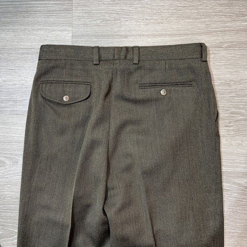 Jos A Bank Mens 35X30 Vintage USA Green Heavy Weight Wool Twill Dress Trouser - Picture 14 of 15