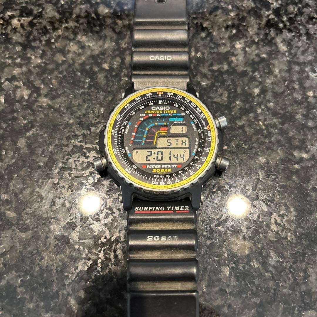 CASIO カシオ SURFING TIMER DW-403 CASIO DW403 Surfing Timer 20BAR Digital Watch Vintage Men's