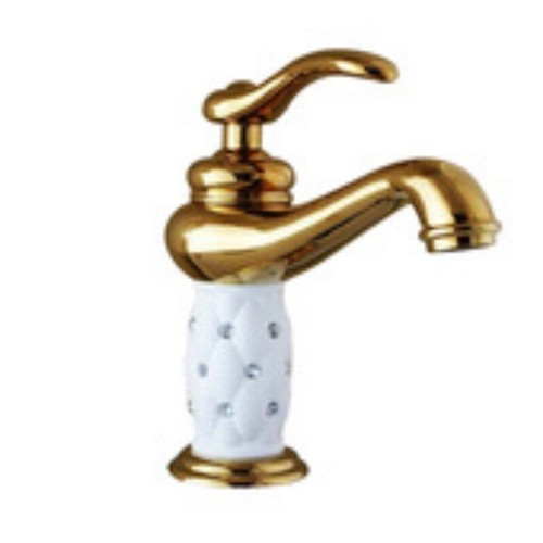Undertable basin kitchen hot cold water titanium gold faucet ceramic handle - Picture 18 of 22